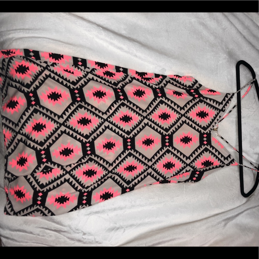 Patterned Racerback Tan Dress - Picture 2 of 4